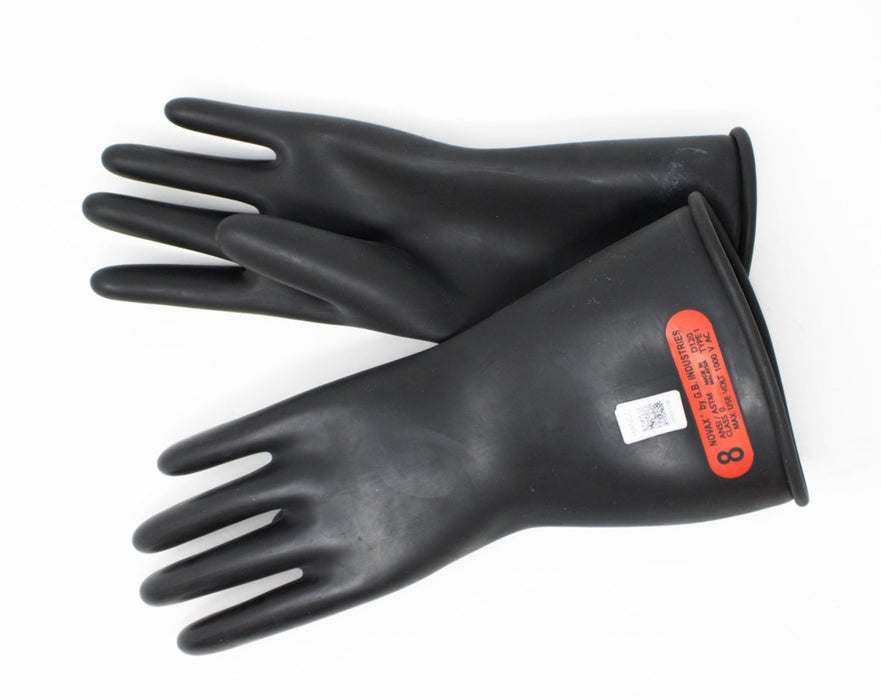 BLACK RUBBER STRAIGHT RUBBER INSULATING GLOVE PAIR, MEDIUM/ 8