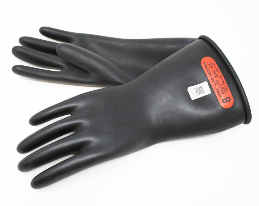 BLACK RUBBER STRAIGHT RUBBER INSULATING GLOVE PAIR, MEDIUM/ 8