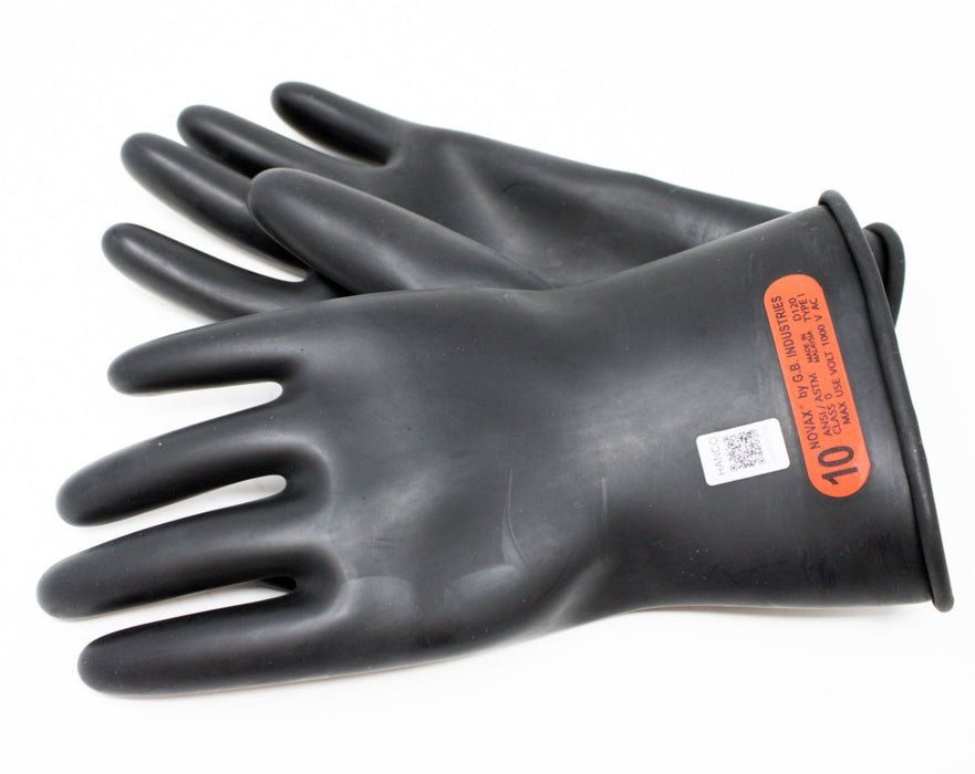 BLACK RUBBER STRAIGHT RUBBER INSULATING GLOVE PAIR, X-LARGE/ 10