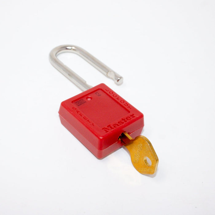 LOCKOUT PADLOCK, THERMOPLASTIC, 1 1/2 IN SHACKLE, RED