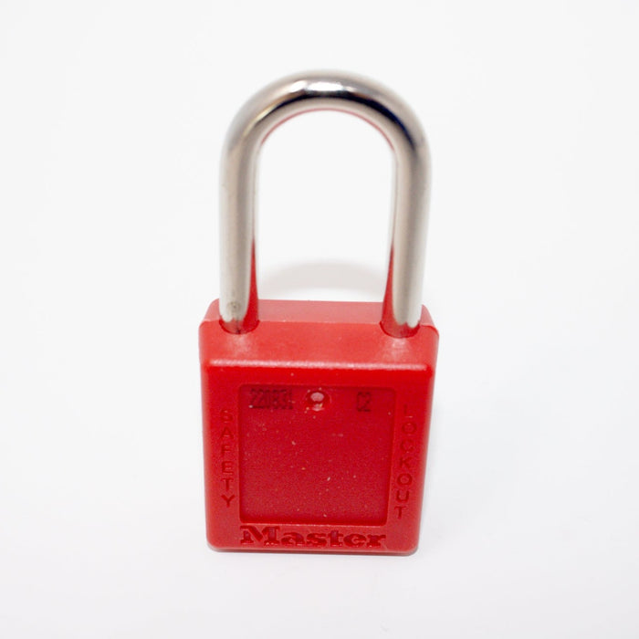 LOCKOUT PADLOCK, THERMOPLASTIC, 1 1/2 IN SHACKLE, RED