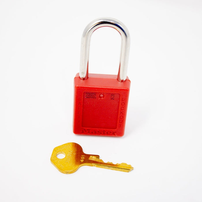 LOCKOUT PADLOCK, THERMOPLASTIC, 1 1/2 IN SHACKLE, RED