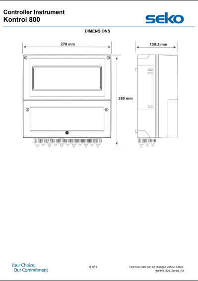 SEKO K800L07WM000 - KONTROL 800 PANEL, CHLORINE AND PH